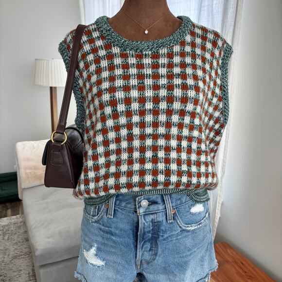 Andhurst Sweaters - Vintage 1970s Andhurst Checkered Sweater Vest Wintuk 100% Orlon Acrylic Sz Large